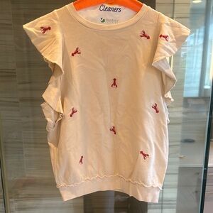 Cream Top with Red Embroidery
